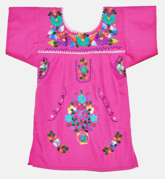 Girls Mexican Peasant Pink Little Puebla Dress