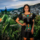 Mexican mini dress, top or blouse - Black hand embroidered manta