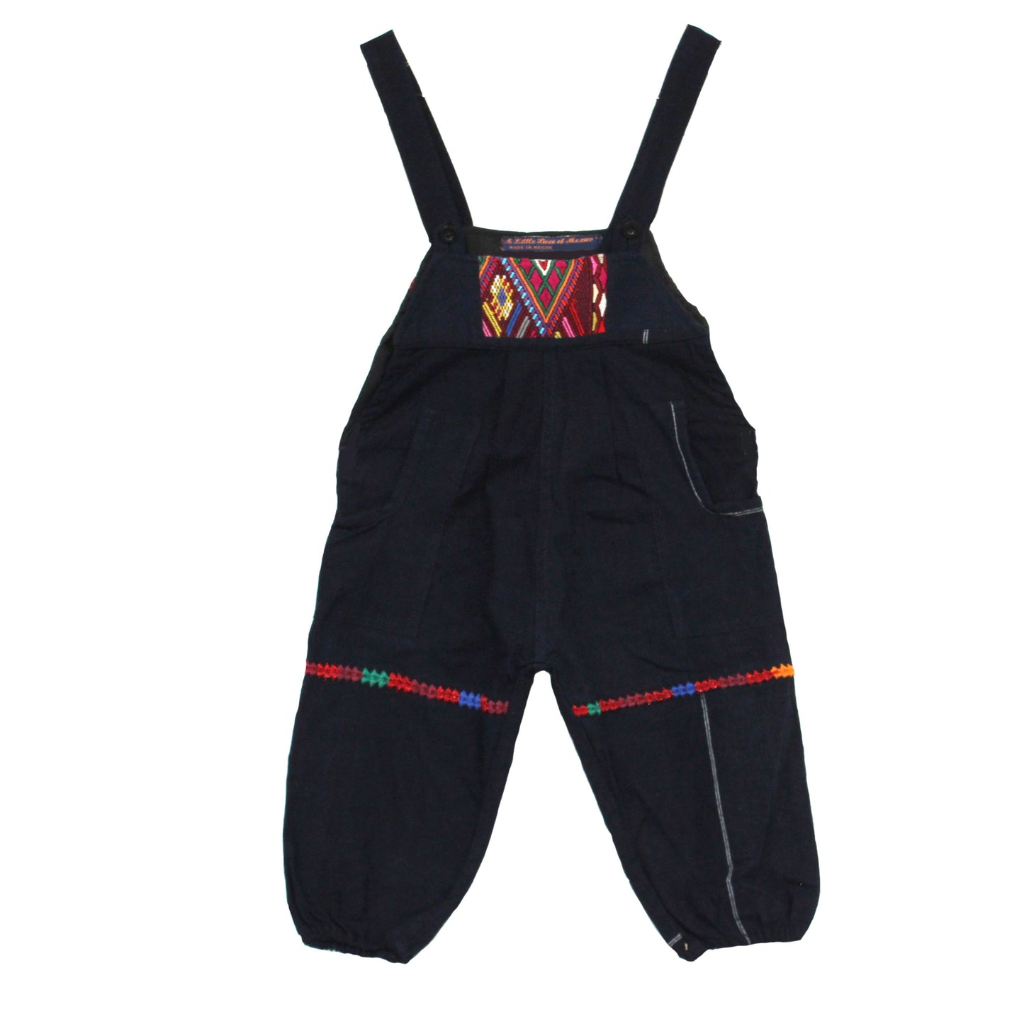 Boys overalls cotton with back-strap loom weaving