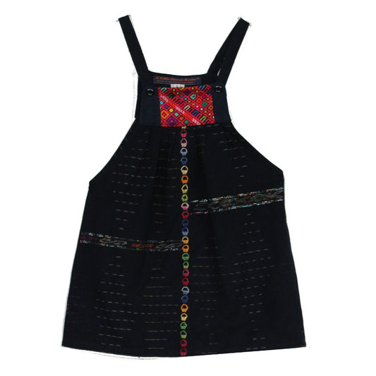 Strap dress denim cotton with back-strap loom weaving